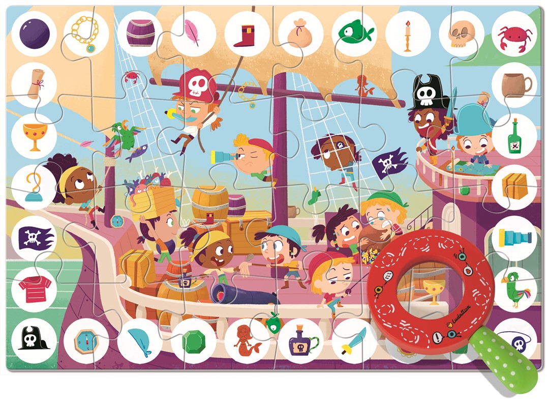 Puzzle Zoom Pirata con Lupa - Juego de Detectives para Niños 3+