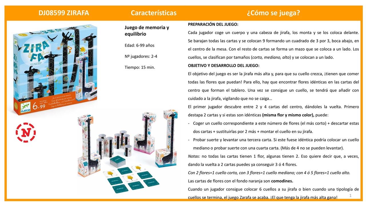JUEGO ZIRAFA