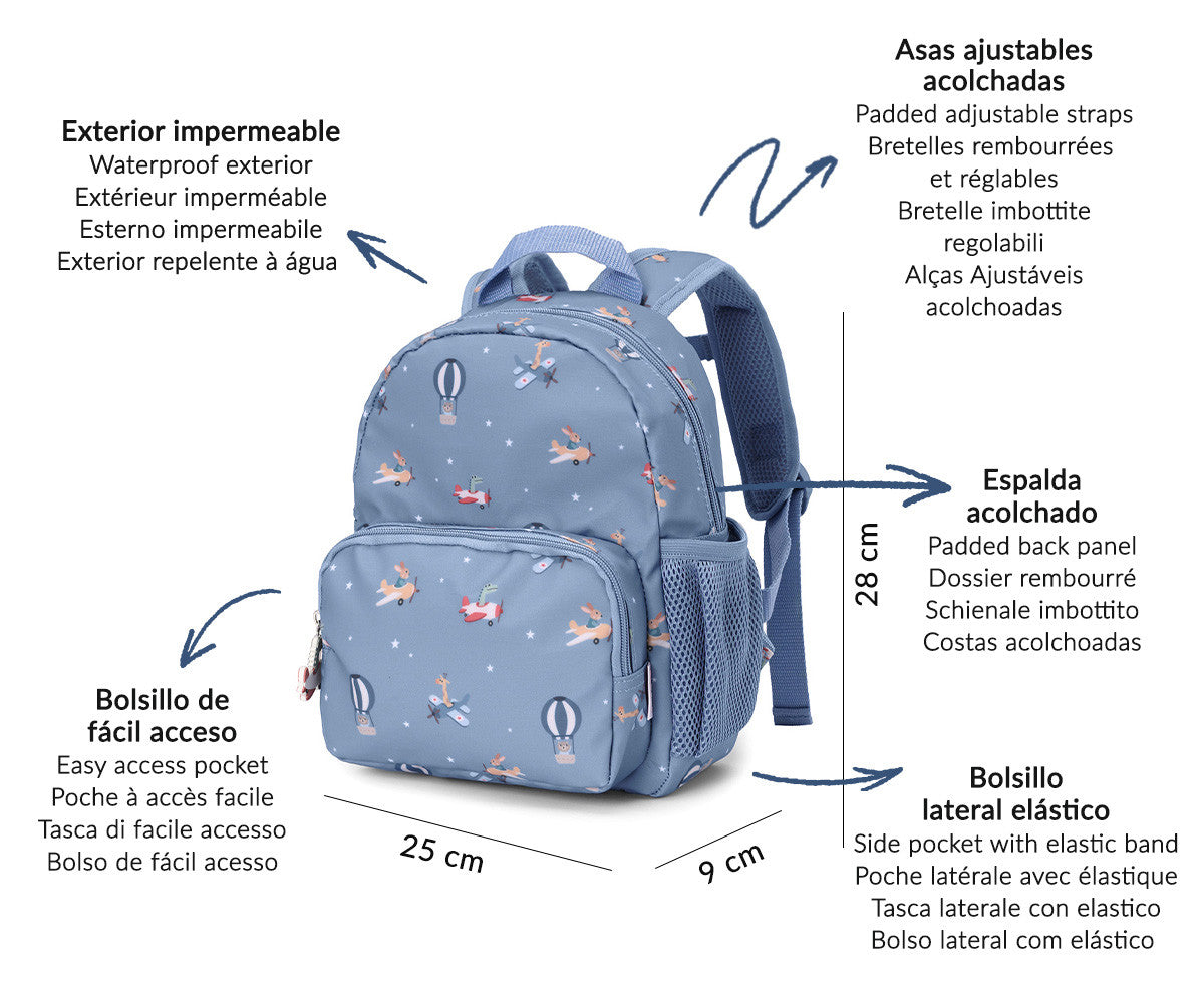 Mochila Infantil Planes Personalizable