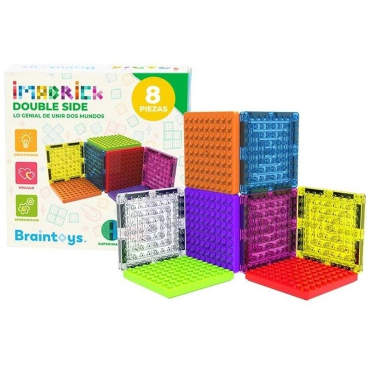 CONSTRUCCIÓ MAGNÈTICA IMABRICK 8 PECES DOBLE CARA - BRAINTOYS