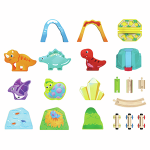 Equipo de tren de dinosaurios con cubo