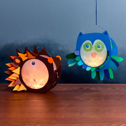 Set Creativo - Farolillos de Papel Búho y Erizo