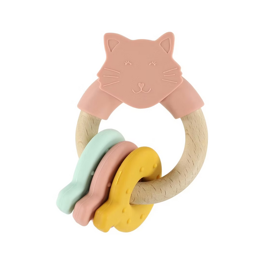 Mordedor Montessori de Silicona y Madera | Mrs. Cat