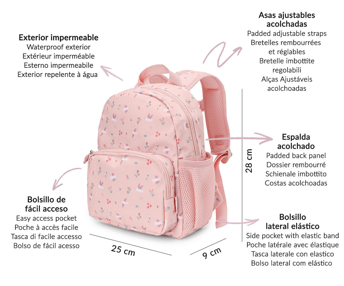 Mochila Infantil Blossom Birds Personalizable