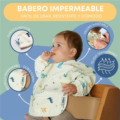 Pack 2 baberos impermeables manga larga estampado huerto (Copia)
