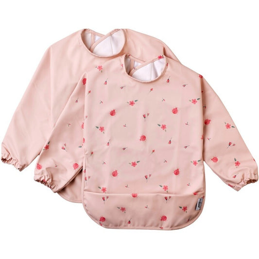 Pack 2 baberos impermeables manga larga estampado mariquitas
