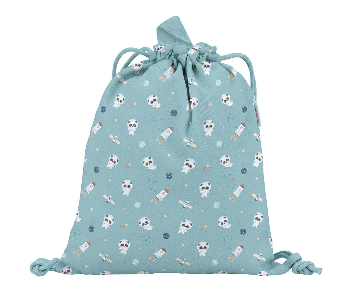 Mochila Saco Tela Pandas in Space Personalizable