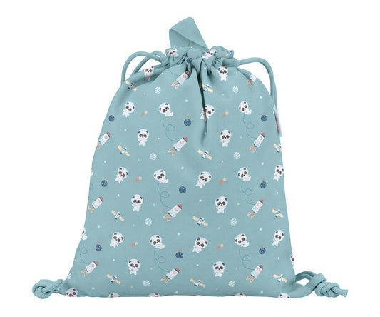 Mochila Saco Tela Pandas in Space Personalizable