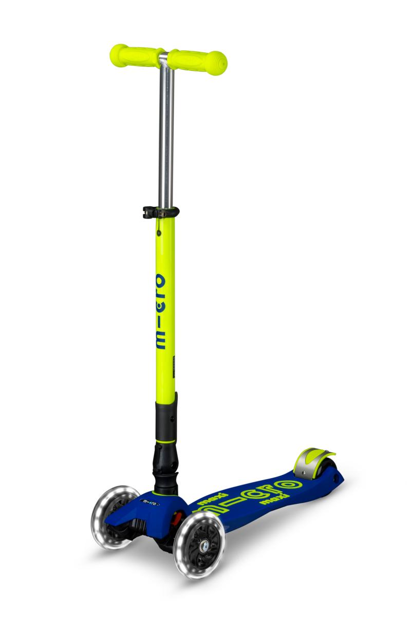 PATINETE MAXI DELUXE Plegable NEON LED AZUL-AMARILLO