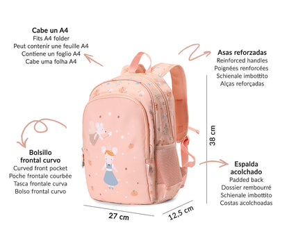Mochila Mediana Mouse Fairies + Llavero Personalizable