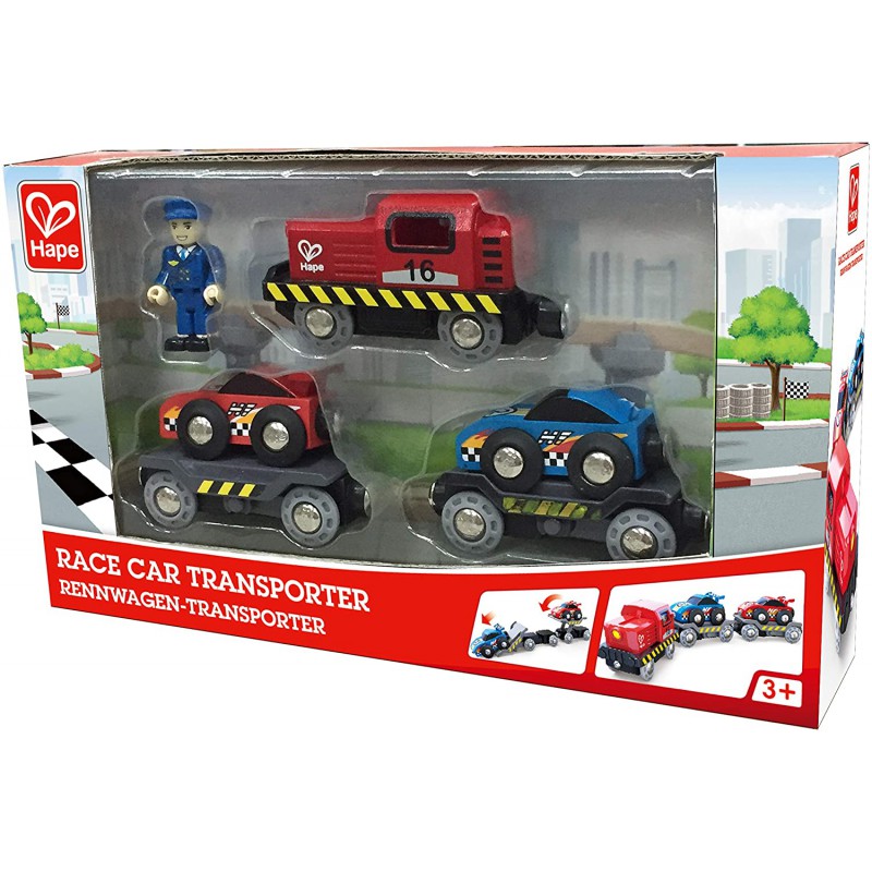 Tren de transporte de coches de carreras